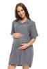 MijaCulture - Muslin maternity and breastfeeding nightdress Hazel M023 Grey